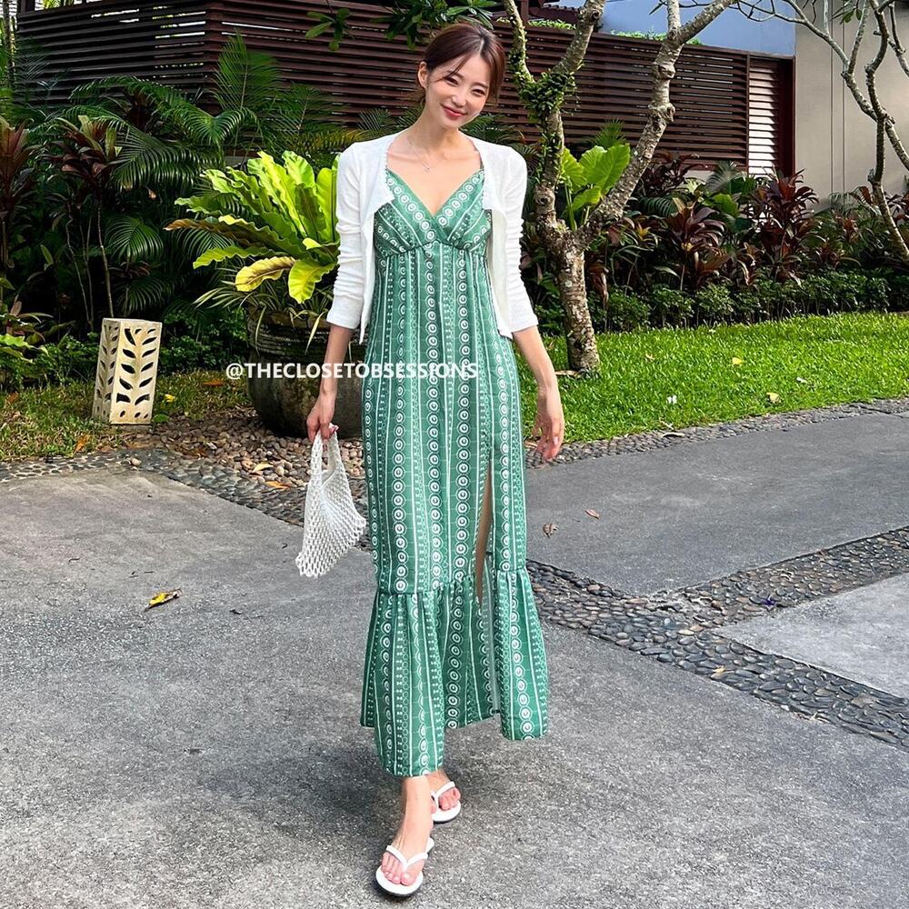 ZARA Green V-Neck Midi Dress NWT - Picture 12 of 16